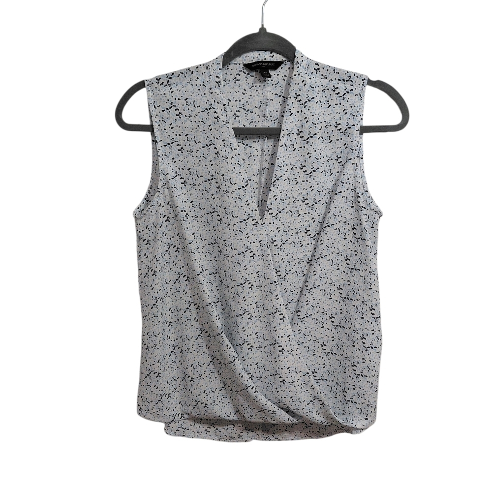 Banana Republic Factory White and Black Speckled Blouse